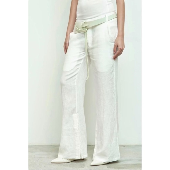 NWT Nicholas K Weekend Pant in Off White - White Linen Wide Leg Pants - Picture 1 of 13